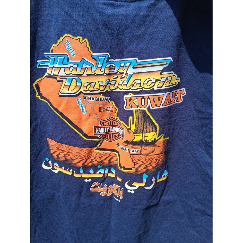 054 Harley Davidson Muscle T-Shirt Blue Men's Large Kuwait 2004